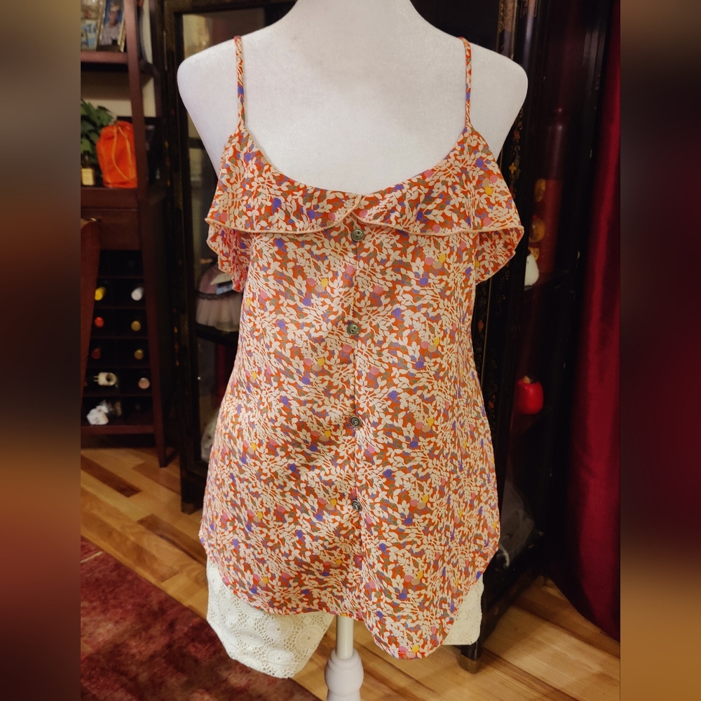 Vintage 1990’s H.I.P Happening In the Present Floral Spaghetti Tank Top